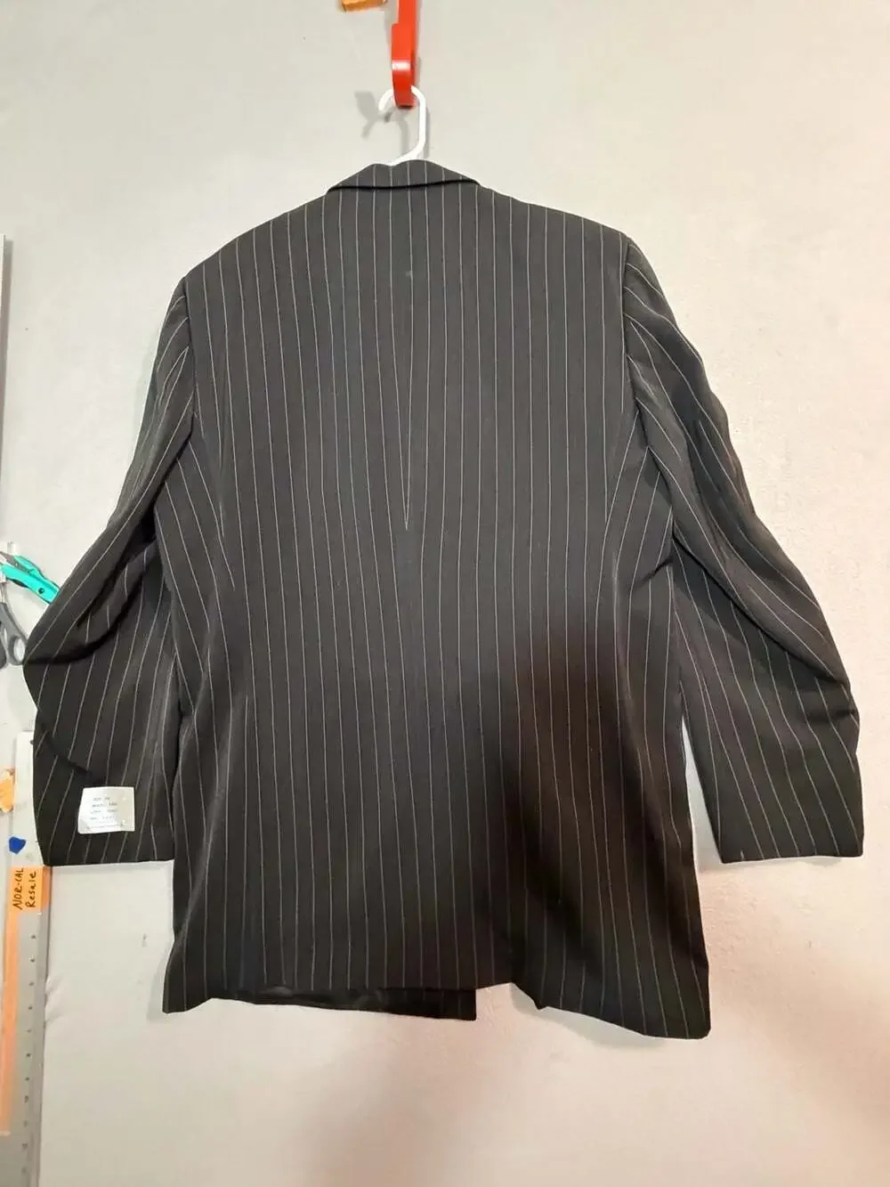 Davinzzo Earl Micro Twist Black Pinstripe Suit Jacket 46L NWT